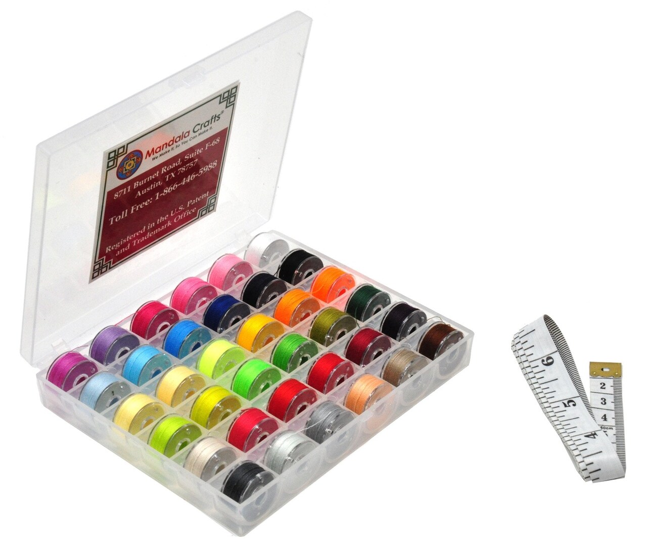 Mandala Crafts 36 Assorted Color SA156 Prewound Bobbins for Singer Sewing Machine - SA156 Bobbins for Brother Sewing Machine - 15J Prefilled Bobbin Thread for Embroidery